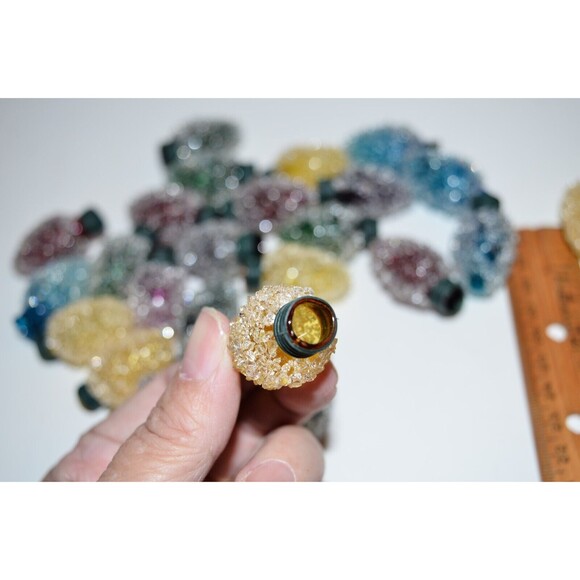 Vtg Christmas String Light covers Sugar Frost Bulb Snow yellow red blue green - Picture 5 of 5